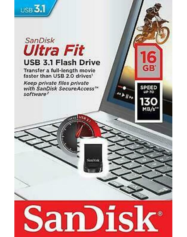 Atmintukas SB key 16GB Sandisk Cruzer Ultra FIT USB 3.0 