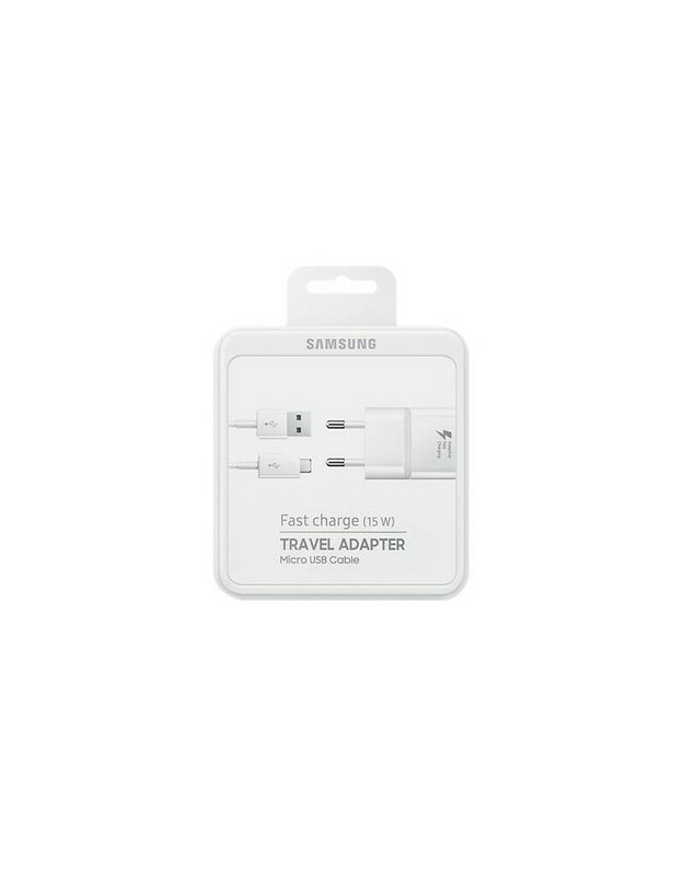 Samsung originalus micro USB greito įkrovimo kroviklis EP-TA20EWEUGWW su micro USB laidu baltas