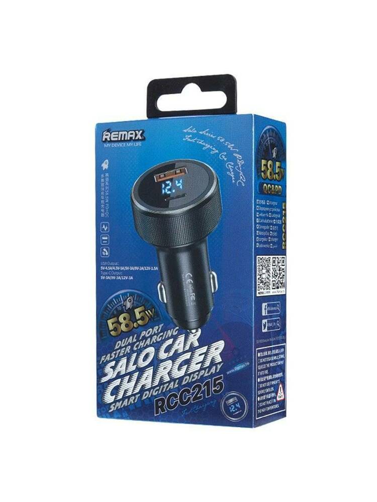 REMAX Salo greitas USB / USB automobilinis įkroviklis Type C 58.5W 4.5 A