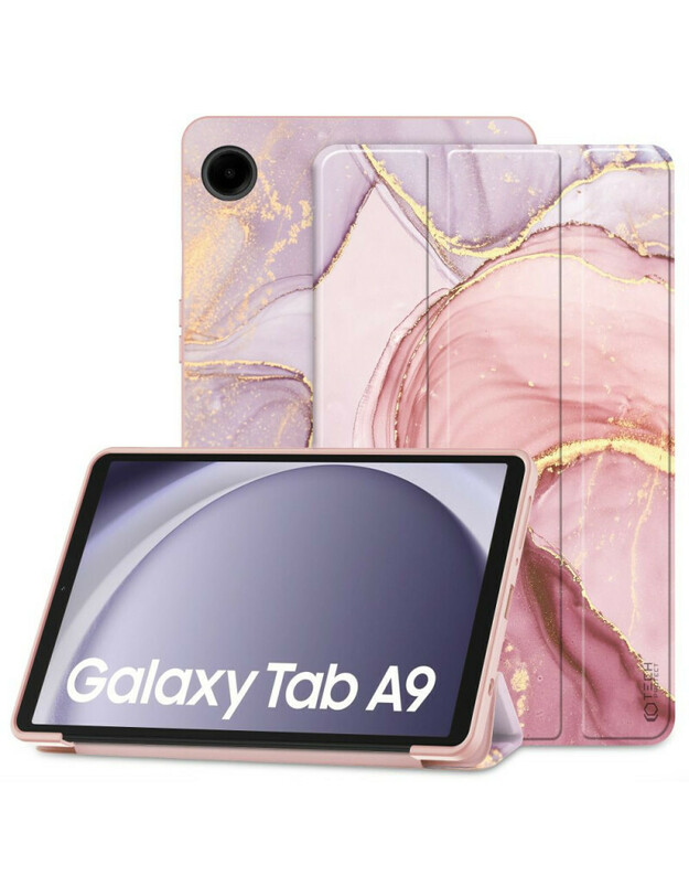Tech-Protect SmartCase dėklas, skirtas Samsung Galaxy Tab A9 8.7 X110 / X115 - rožinis marmuras