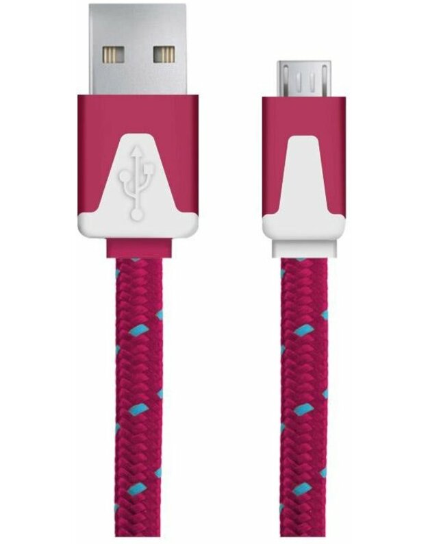 Esperanza EB176PB - „Micro USB 2.0 AB M / M“, pintas, plokščias, 1 m, rožinis