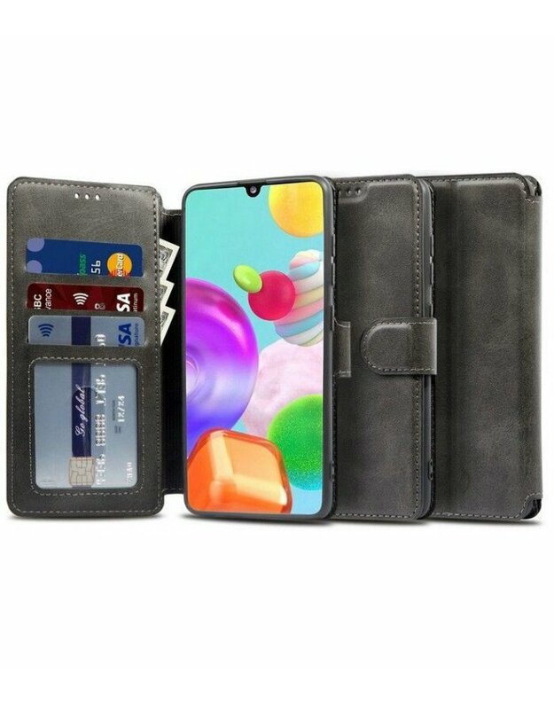 Juodas atverčiamas dėklas Samsung Galaxy M31S telefonui "Tech-protect Wallet"