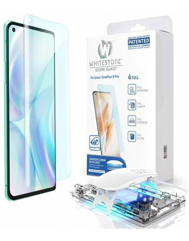 Skaidrus apsauginis grūdintas stiklas Oneplus 8 Pro "Whitestone Dome Glass"