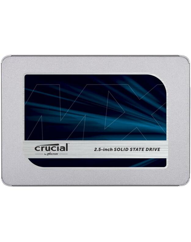 Crucial MX500 1000 GB, SSD sąsaja SATA, Rašymo greitis 510 MB/s, Skaitymo greitis 560 MB/s  