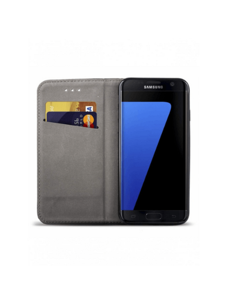  Juodas atverčiamas dėklas Samsung Galaxy G920 S6 telefonui “Smart Magnet”