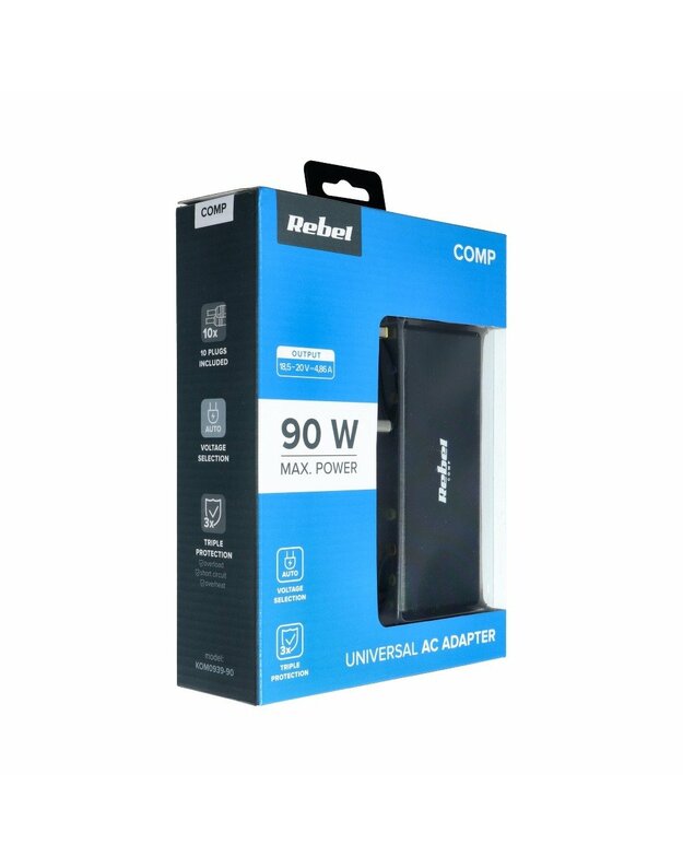 Kelioninis įkroviklis universalus, skirtas nešiojamam kompiuteriui / nešiojamam kompiuteriui 90W / 18-20V / automatinis