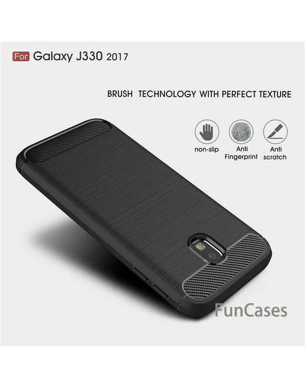 „Samsung Galaxy J3 2017 SM-J330F CASE Hybrid Rugged Armor Case Brushed Anglies Fiber dangtelis