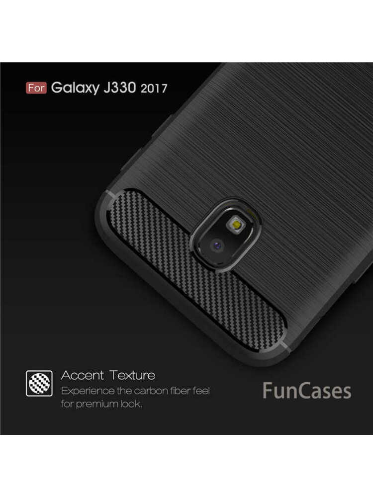 „Samsung Galaxy J3 2017 SM-J330F CASE Hybrid Rugged Armor Case Brushed Anglies Fiber dangtelis
