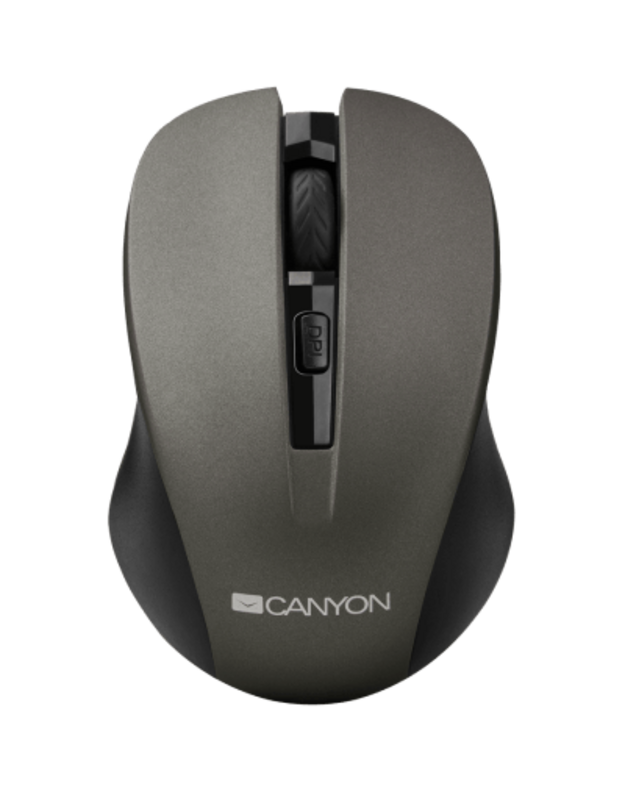 CANYON 2,4 GHz belaidė optinė pelė su 4 mygtukais, DPI 800/1200/1600, pilka, 103,5 * 69,5 * 35 mm, 0,06 kg