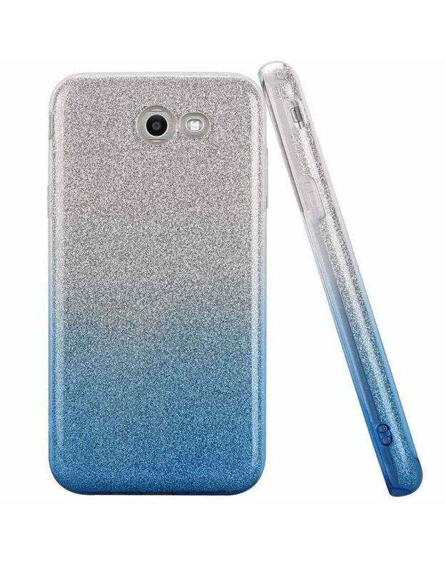 Galiniai dangteliai, Silikoniniai GLITTER Samsung A12, sidabrinis-žydras