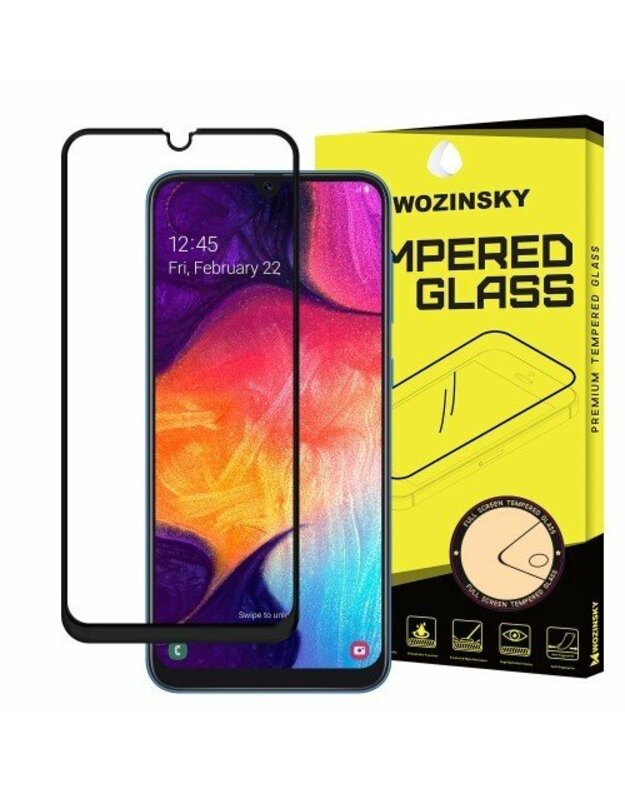 LCD apsauginis stikliukas Wozinsky 5D pritaikytas dėklui Samsung A505 A50 / A507 A50s / A307 A30s / A305 A30 juodas