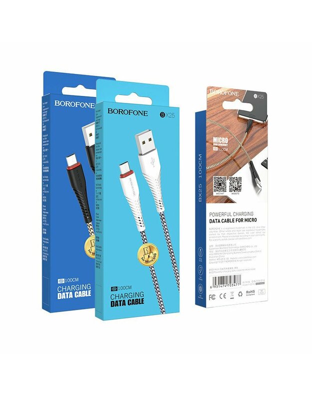USB kabelis BOROFONE BX25 Powerful "lightning" juodas 1m	