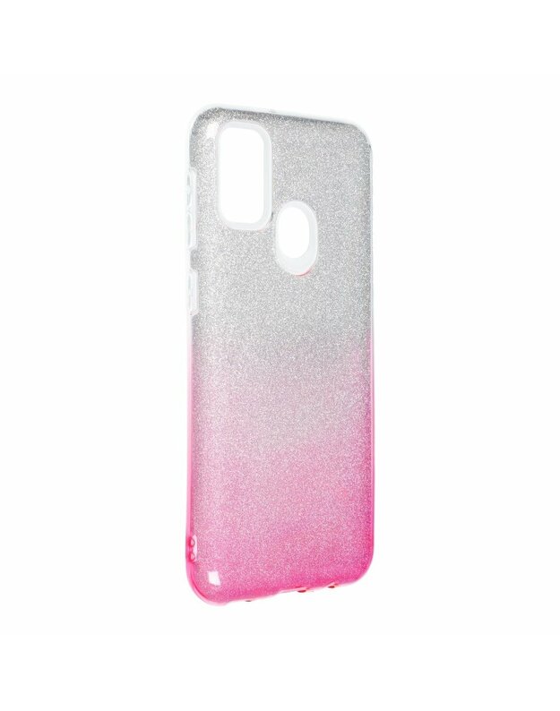 „Forcell SHINING“ dėklas, skirtas „Samsung Galaxy M21“ skaidrus / rožinis