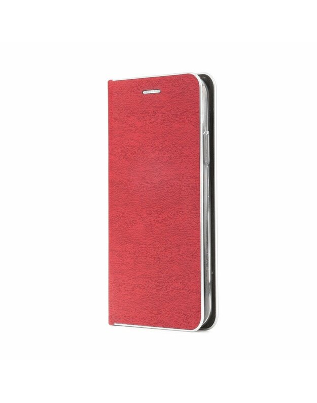 „Forcell“ LUNA knygų sidabrinis dėklas, skirtas „iPhone 12 MINI“ raudonai