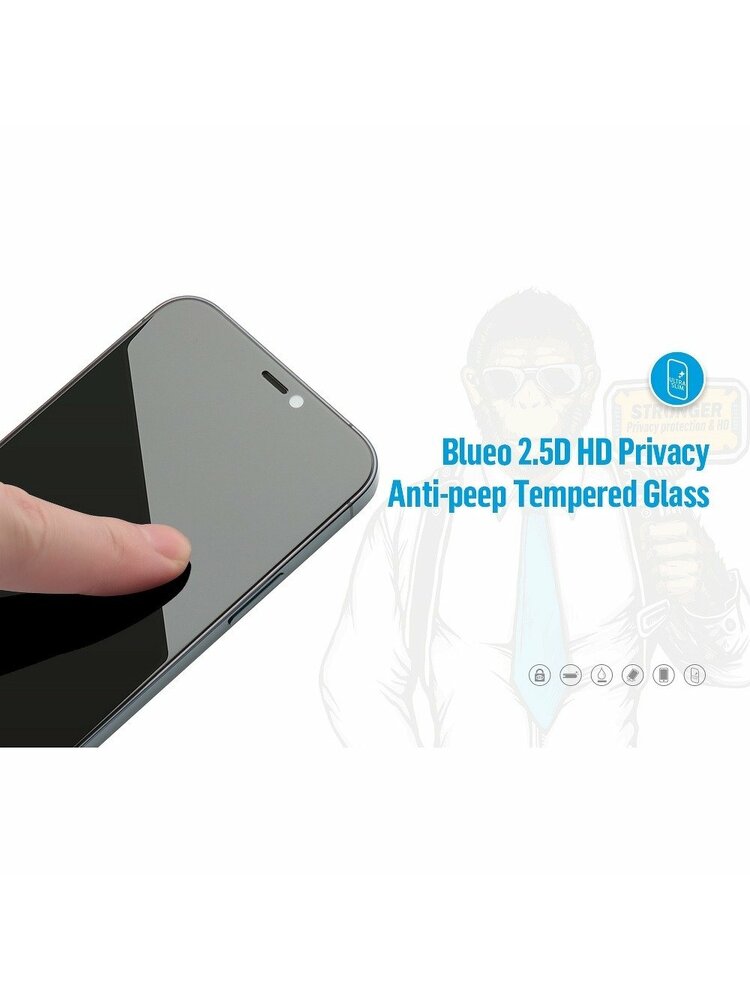 Grūdinto stiklo 5D p. Beždžionių stiklas - „APP IPHO 12/12 Pro“ (6,1 ") juodas („ Strong Privacy “)