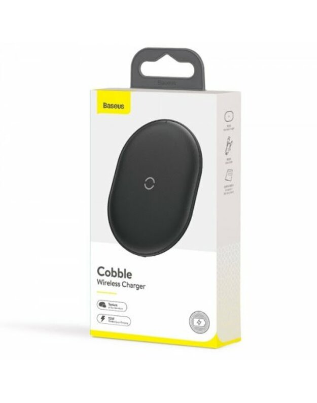 Belaidis įkroviklis Baseus Cobble 15W (palaiko QI standartą) (juodas)