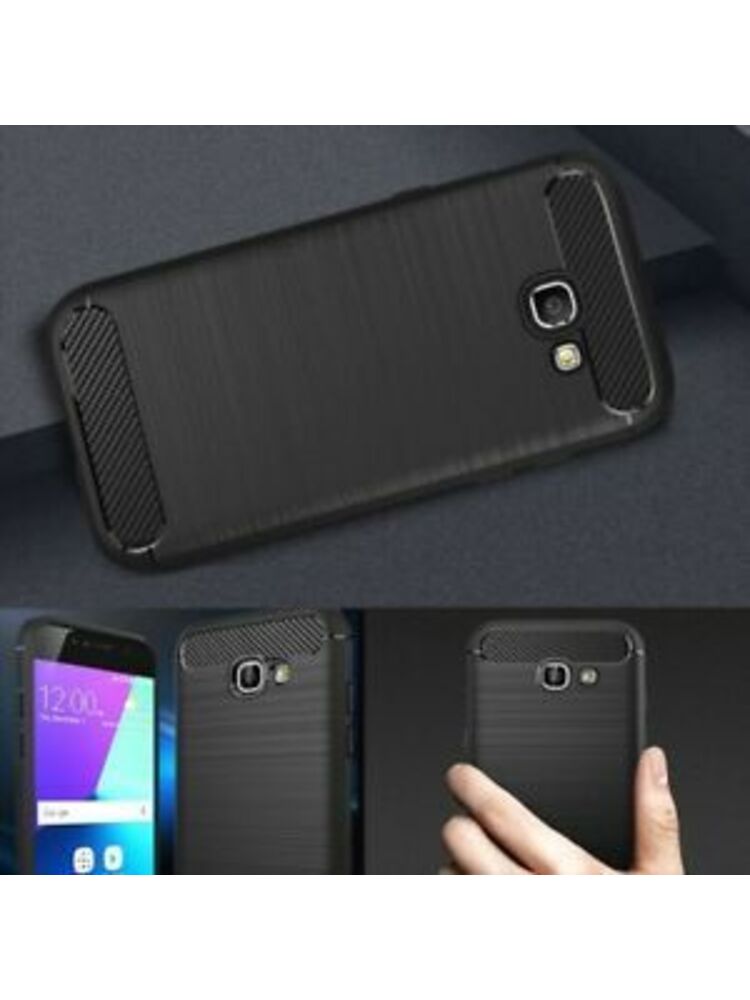 „Samsung Galaxy A3 (2017)“ anglies pluošto tekstūros šepetėliu pažymėtas TPU telefono dėklas - juodas