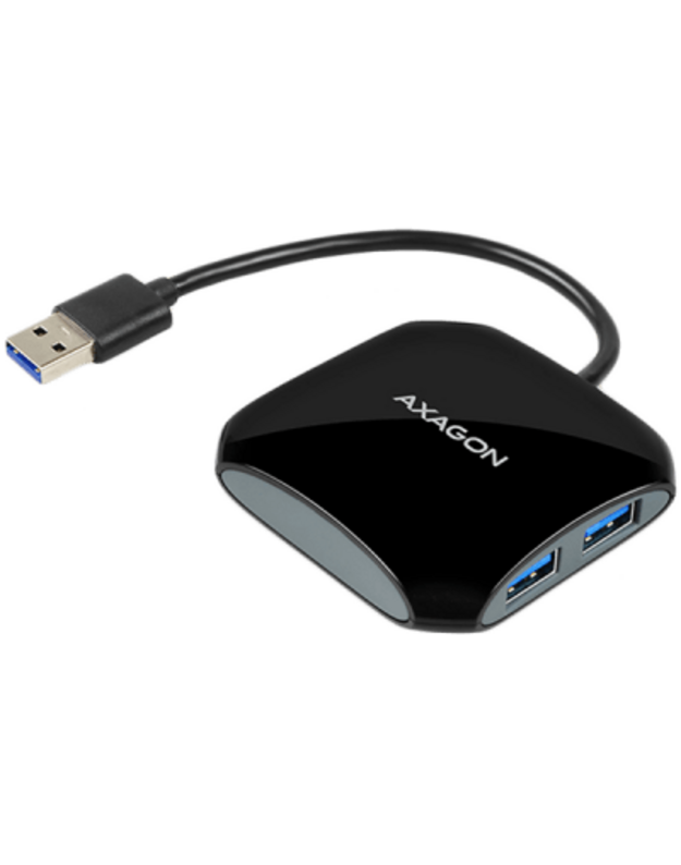 Kompaktiškas „Axagon“ keturių prievadų USB 3.0 „Quattro“ šakotuvas, tinkantis ultrabook