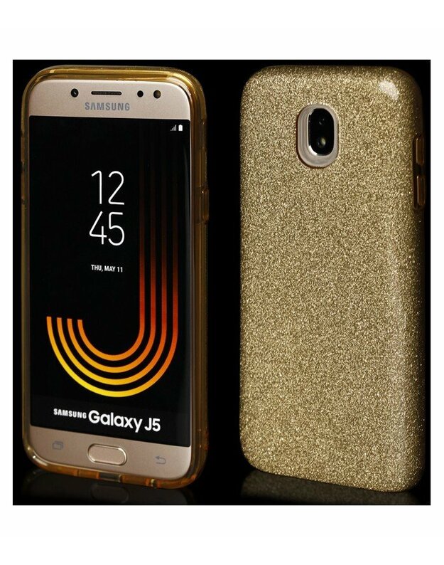 Auksinės spalvos silikoninis blizgantis dėklas Samsung Galaxy J5 2017 telefonui "Blink"