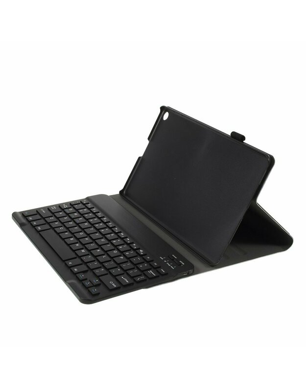 Nuimama planšetinio kompiuterio „Bluetooth“ klaviatūra su PU odiniu dėklu, skirta „Samsung Galaxy Tab A 10.1 2019 T510 / T515“ - juoda
