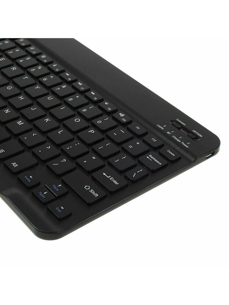 Nuimama planšetinio kompiuterio „Bluetooth“ klaviatūra su PU odiniu dėklu, skirta „Samsung Galaxy Tab A 10.1 2019 T510 / T515“ - juoda