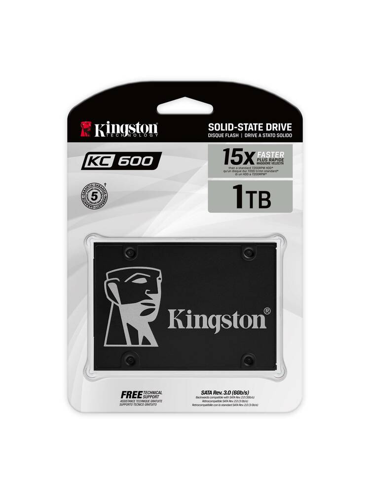 KINGSTON KC600 1024G SSD, 2,5 ”7 mm, SATA 6 Gb / s, skaitymas / rašymas: 550/520 MB / s, atsitiktinis skaitymas / rašymas IOPS 90K / 80K