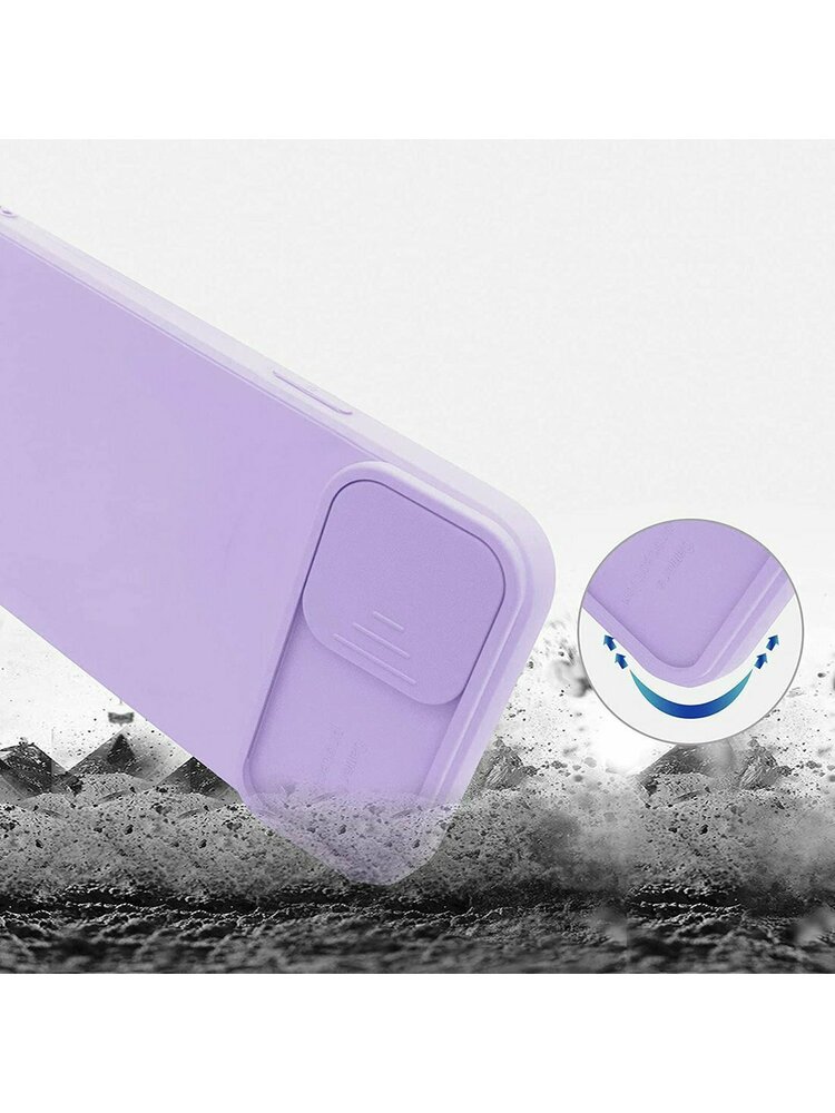 Dėklas „IPHONE 12 Nexeri Silicone Lens Privacy“ slankiklio fotoaparato dangtelis violetinis