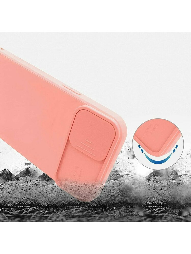 „Case XIAOMI MI 11 LITE Nexeri Silicone Lens Privacy“ slankiklio fotoaparato dangtelio persikas