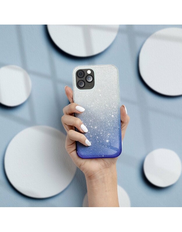 „Forcell“ „SHINING“ dėklas, skirtas „iPhone 12 MINI“ skaidrus / mėlynas