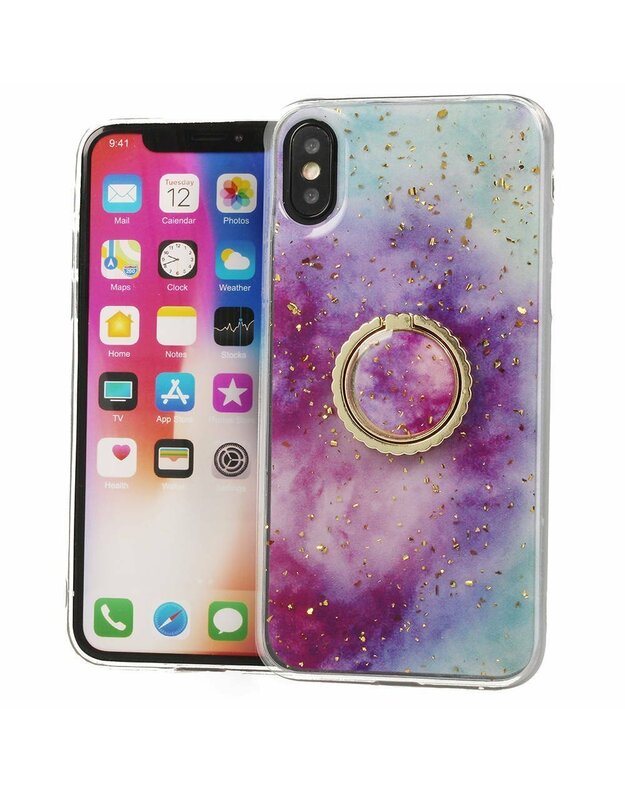 IPHONE 12/12 PRO Marmuro žiedo laikiklis violetinės-mėlynos spalvos