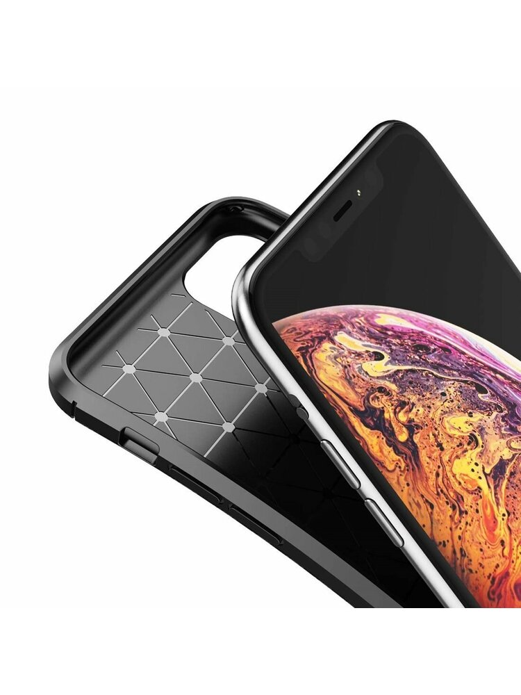 „IPHONE 12/12 PRO“ dėklas „Armored Shockproof Carbon Fiber“ juodas