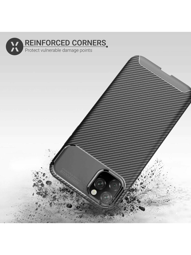 „IPHONE 12/12 PRO“ dėklas „Armored Shockproof Carbon Fiber“ juodas