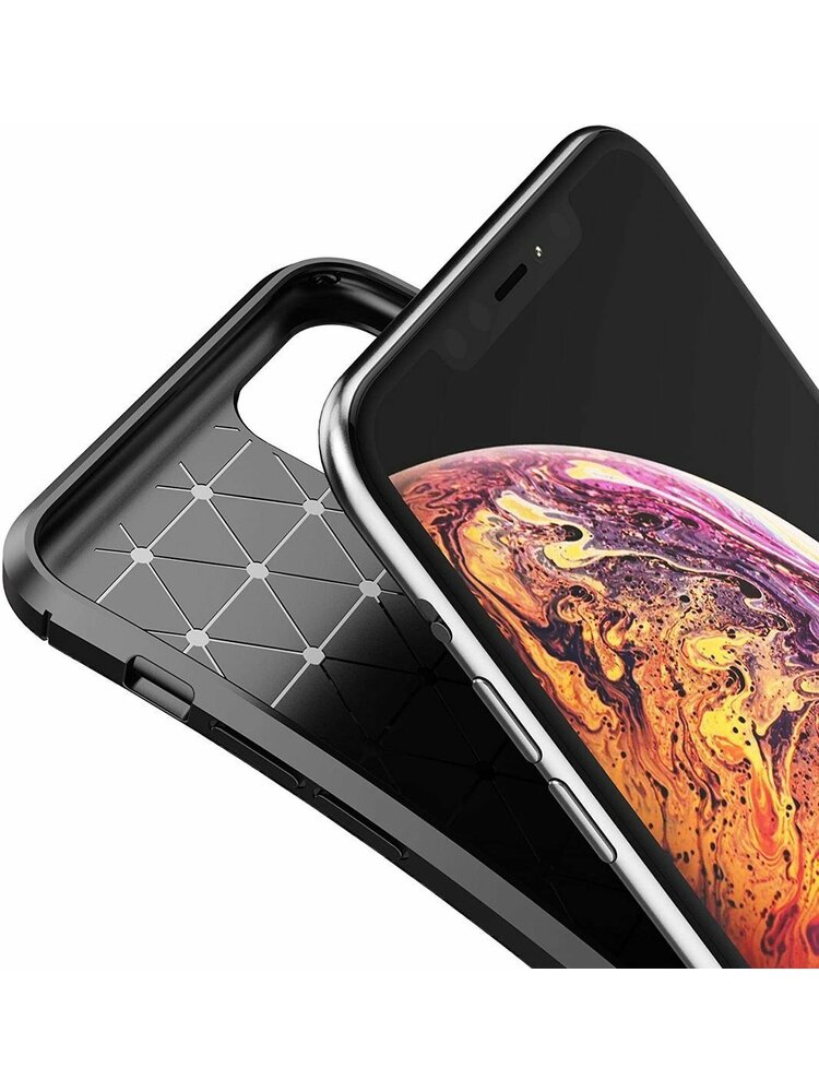 „IPHONE 12/12 PRO“ dėklas „Armored Shockproof Carbon Fiber“ mėlynas