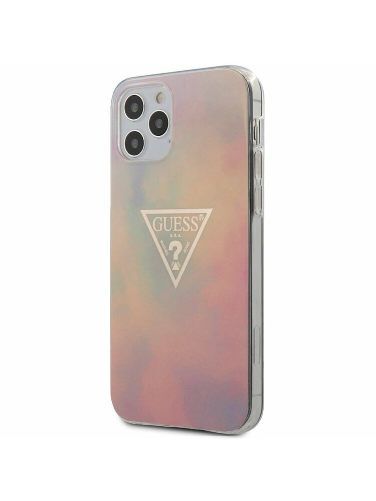 Originalus dėklas IPHONE 12/12 PRO Guess Tie Die Collection Hardcase GUHCP12MPCUMCGG01 rožinis