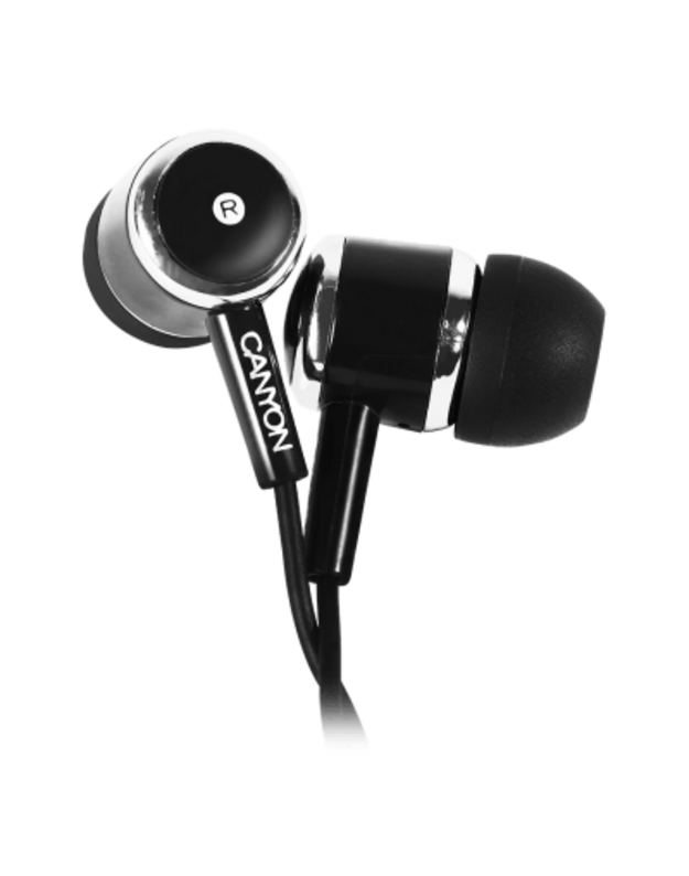 CANYON stereofoninės ausinės su mikrofonu, juodos, kabelio ilgis 1,2 m, 23 * 9 * 10,5 mm, 0,013 kg