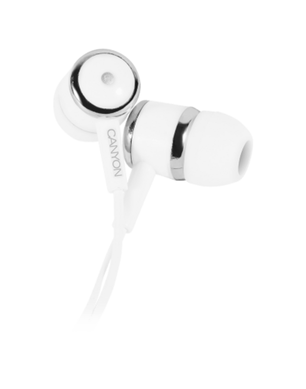 CANYON stereofoninės ausinės su mikrofonu, baltos, kabelio ilgis 1,2 m, 23 * 9 * 10,5 mm, 0,013 kg