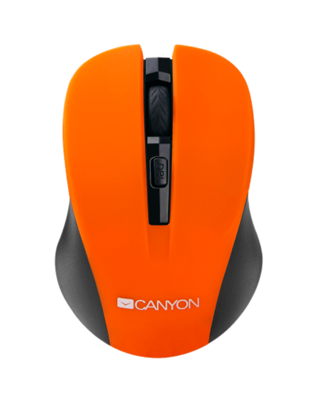 CANYON 2,4 GHz belaidė optinė pelė su 4 mygtukais, DPI 800/1200/1600, oranžinė, 103,5 * 69,5 * 35 mm, 0,06 kg