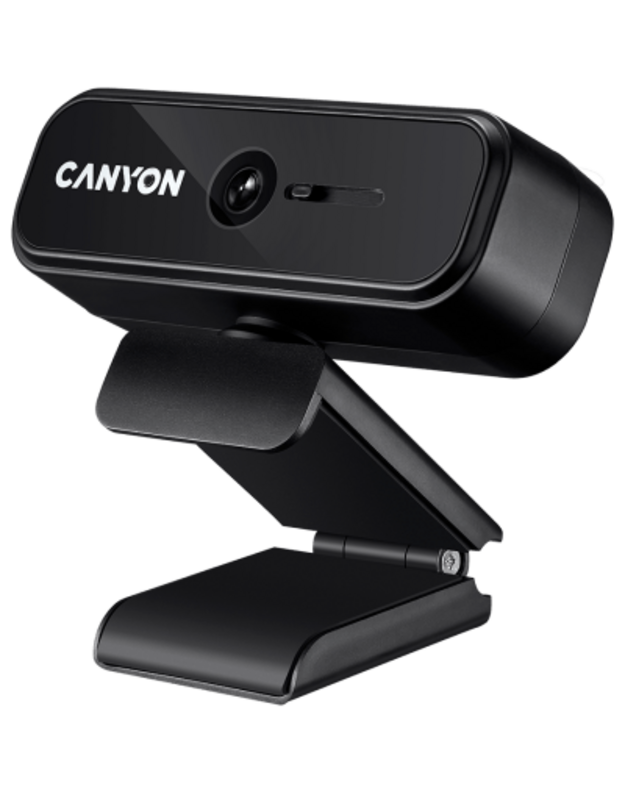 „CANYON C2N 1080P full HD 2.0Mega“ fiksuoto fokusavimo kamera su USB2.0 jungtimi, 360 laipsnių pasukamojo vaizdo sritis, įmontuota MIC, skiriamoji geba 1920 * 1080, žiūrėjimo kampas 88 °, kabelio ilgis 1,5 m, 90 * 60 * 55 mm, 0,095 kg, Juoda