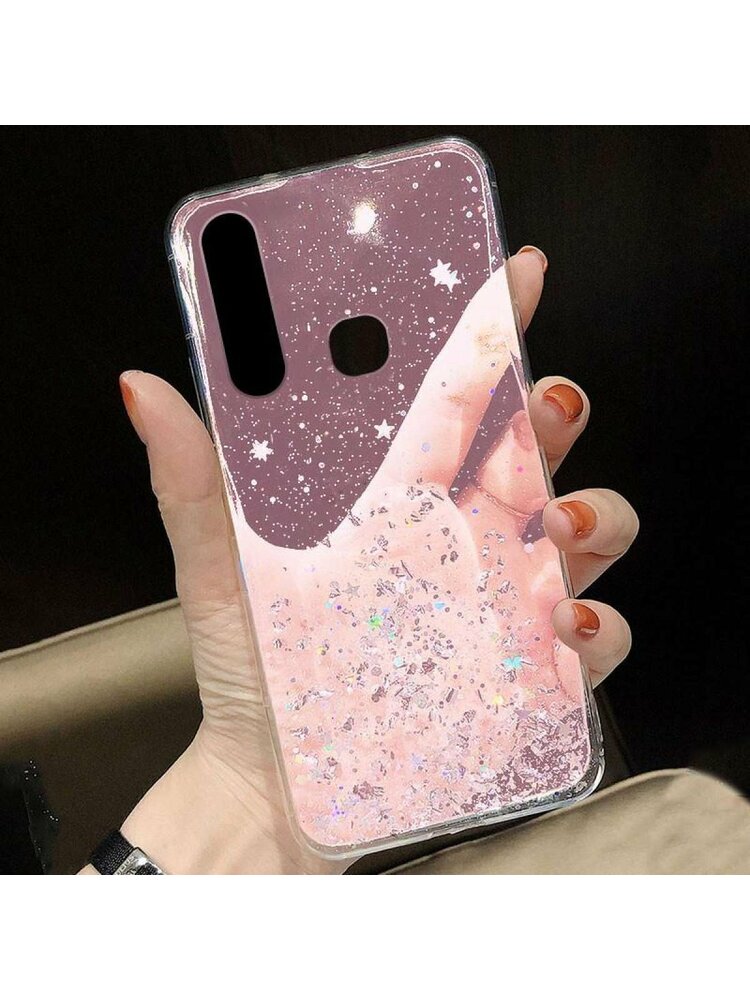 Dėklas SAMSUNG GALAXY S10E Sequins Glue Glitter Case rožinis