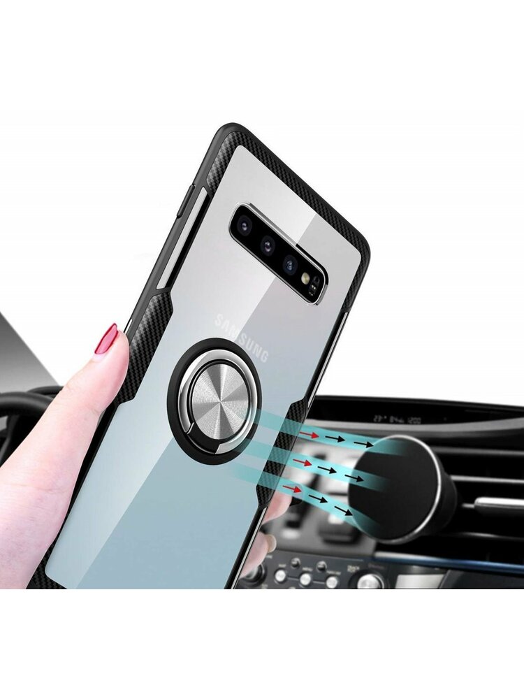 SAMSUNG GALAXY S10E anglies žiedo šarvų dėklas juodas