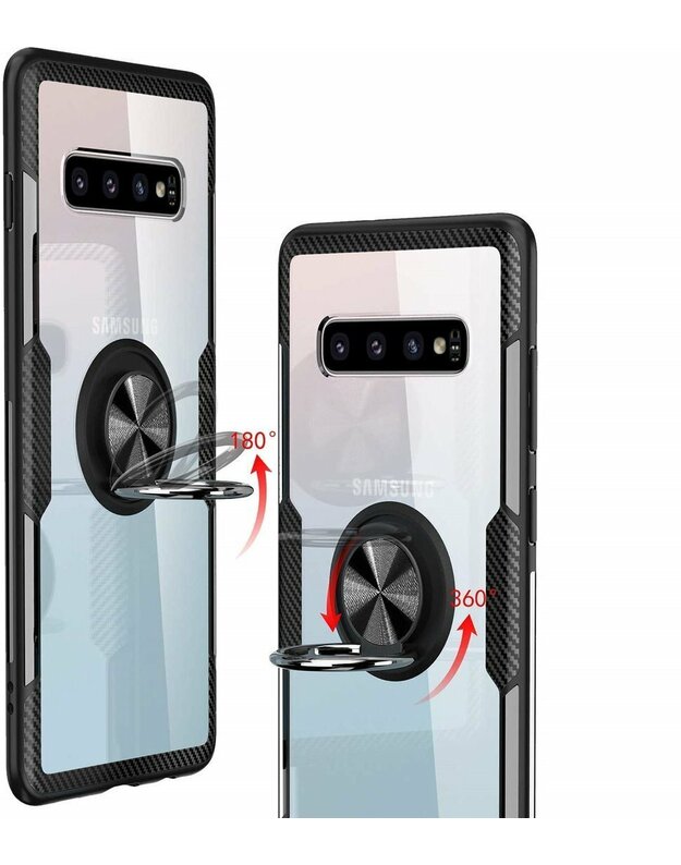 SAMSUNG GALAXY S10E anglies žiedo šarvų dėklas juodas