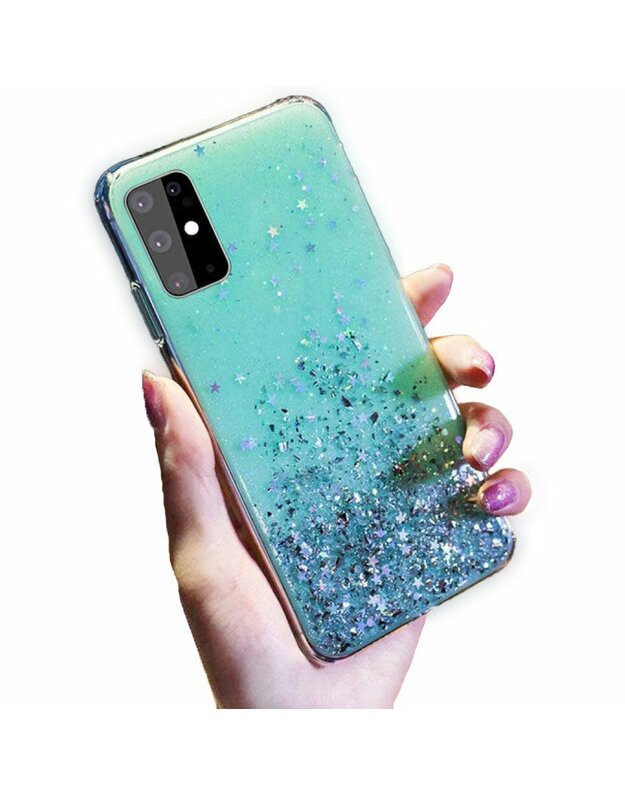 Dėklas „SAMSUNG GALAXY S10E Sequins Glue Glitter Case“ žalias