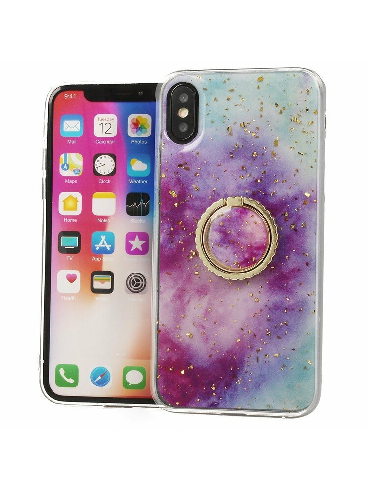 Dėklas SAMSUNG GALAXY S10 marmurinis žiedas violetinės-mėlynos spalvos