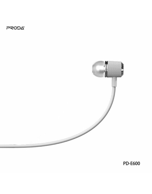 REMAX „Proda“ ausinių stereofoninis lizdas 3,5 mm PD-E600 baltas