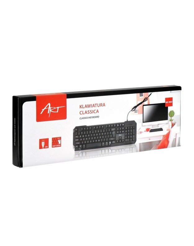 Klasikinė USB klaviatūra, juoda ART AK-46U
