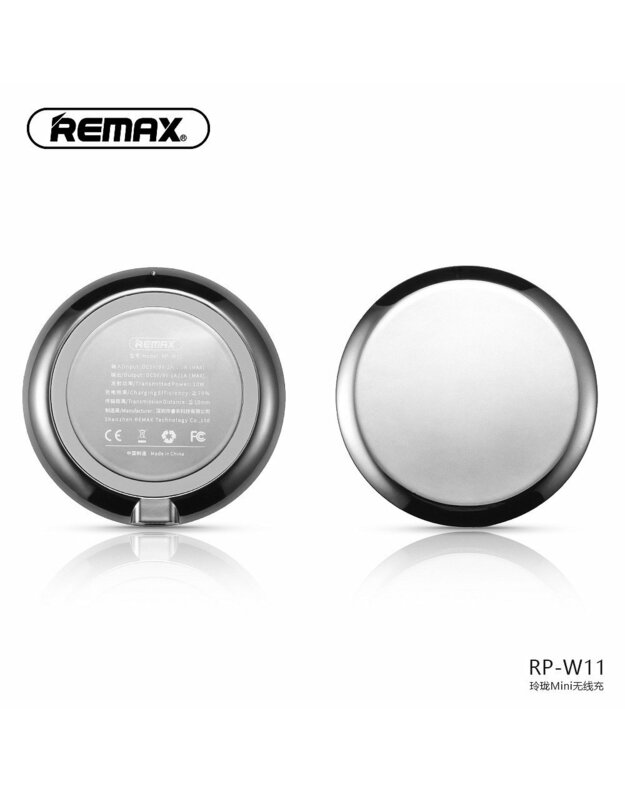 Belaidis „REMAX“ įkroviklis „Linion Quick Charge Qi RP-W11“ sidabrinis