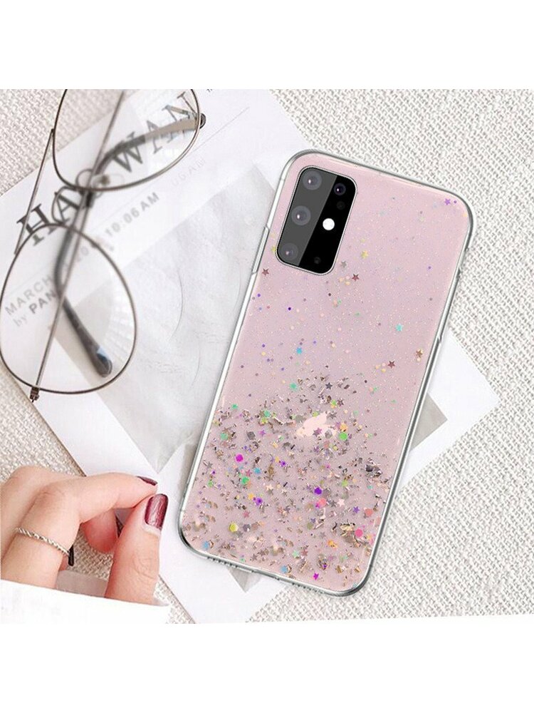  Dėklas SAMSUNG GALAXY A21S Sequins Glue Glitter Case rožinis