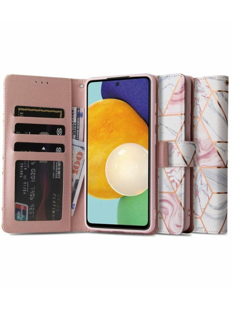 Atverčiamas dėklas Samsung Galaxy A52 LTE/5G telefonui "Tech-protect Wallet Marble"