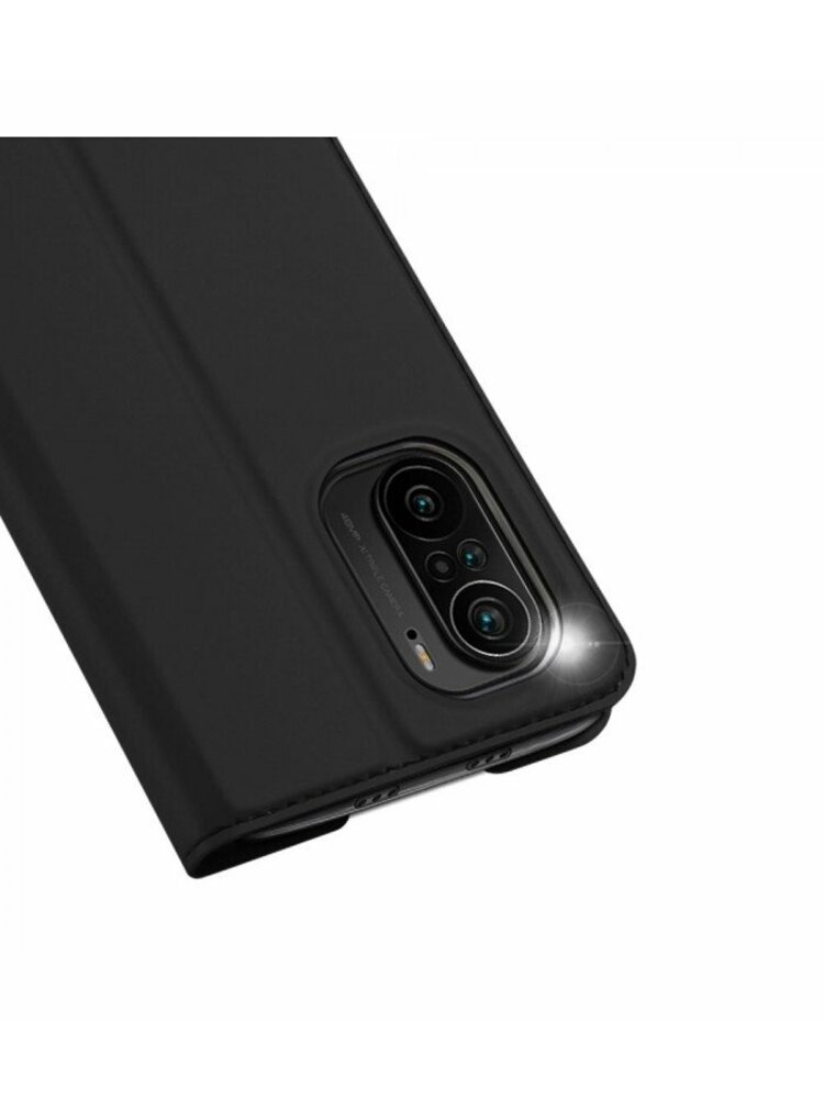 Juodas atverčiamas dėklas Xiaomi Poco F3 telefonui "Dux Ducis Skin Pro"