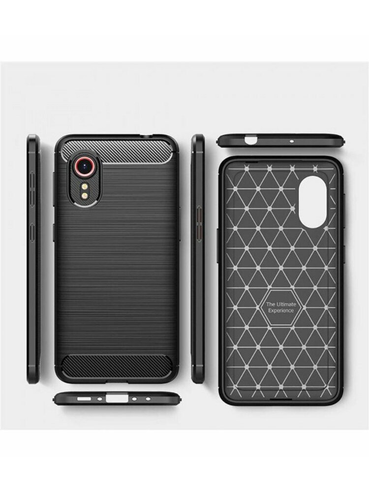 Juodas dėklas Samsung Galaxy Xcover 5 telefonui "Tech-Protect TPUCarbon"